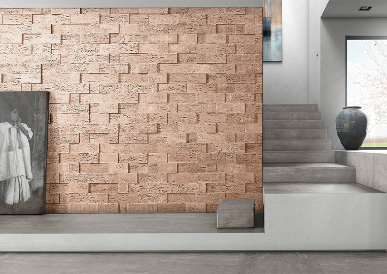 Pant de mur moderne en pierre de parement acl stone cork clair