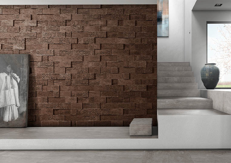 Pant de mur moderne en pierre de parement acl stone cork café foncé
