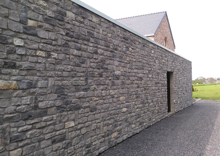 Pant de mur extérieur en pierre reconstituée acl marte gris